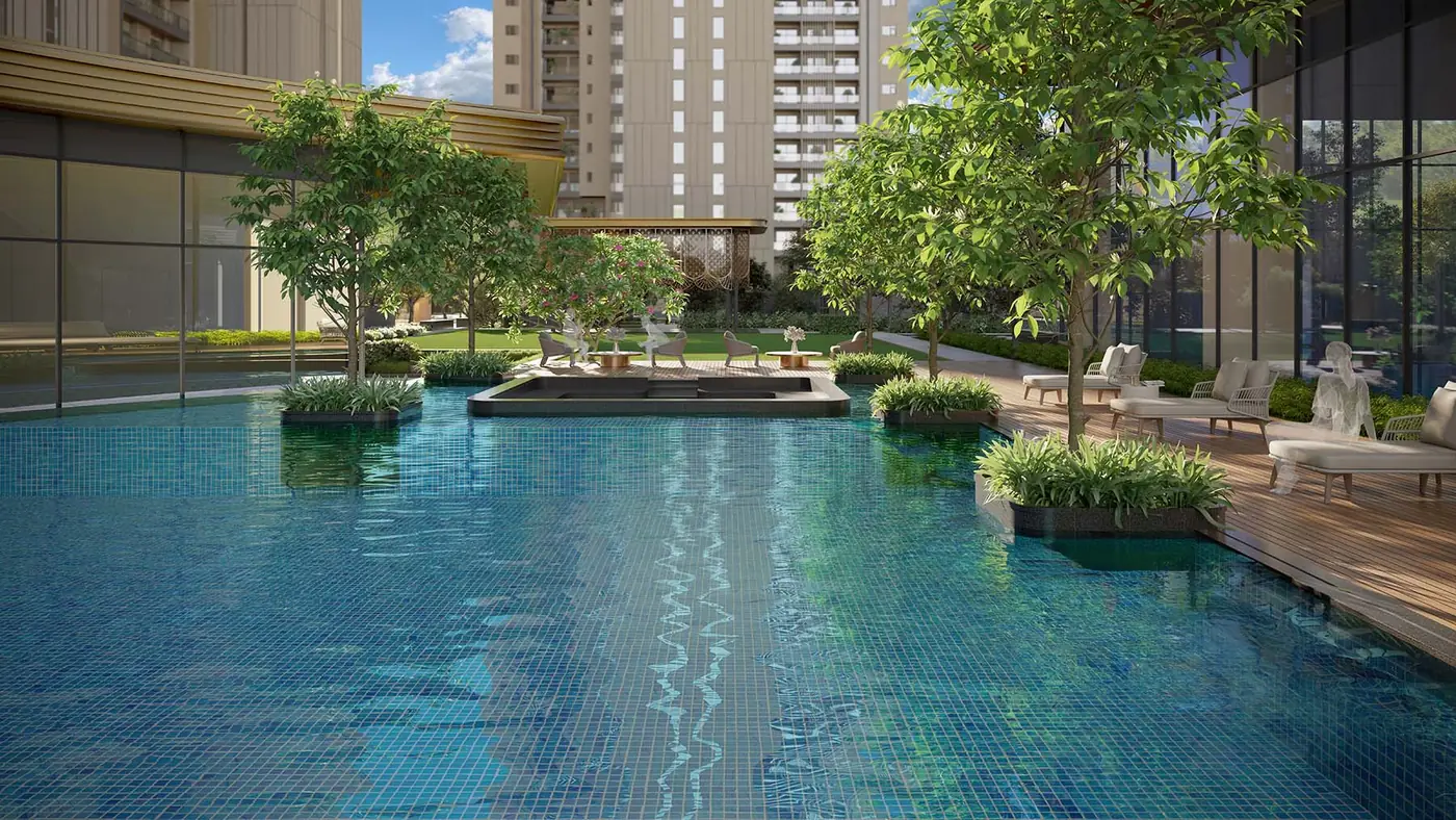 Godrej Samaris landscaped swimming pool